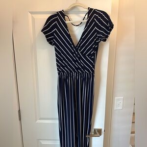 Navy blue striped jumpsuit